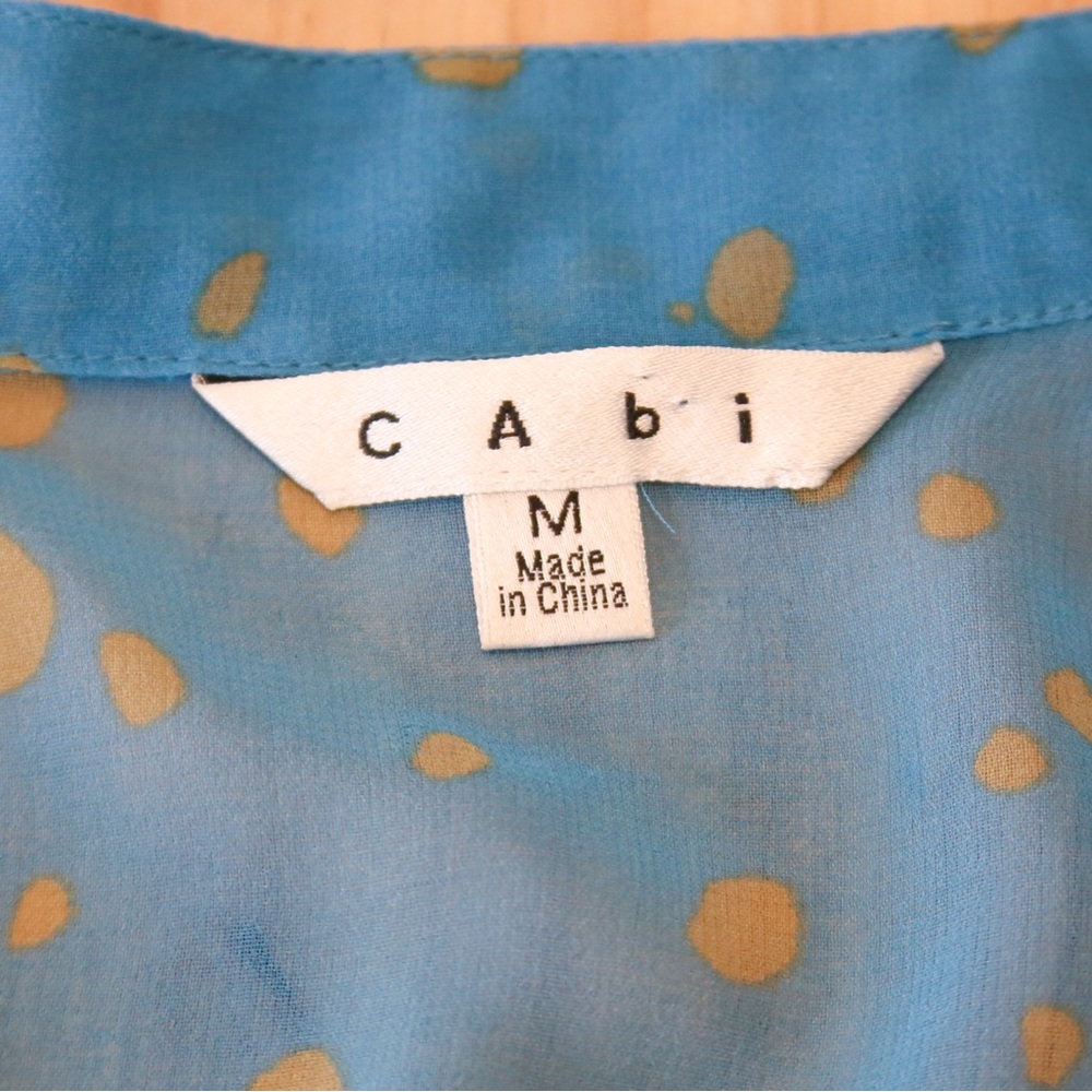 CAbi Blue Ombre Polka Dot Blouse Medium Sheer V-Neck Top Lightweight Flowy - Picture 13 of 15